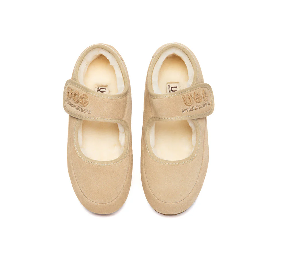 UGG Slippers Kids Sheepskin Wool Adjustable Strap Mary Jane Velvi - Image 12
