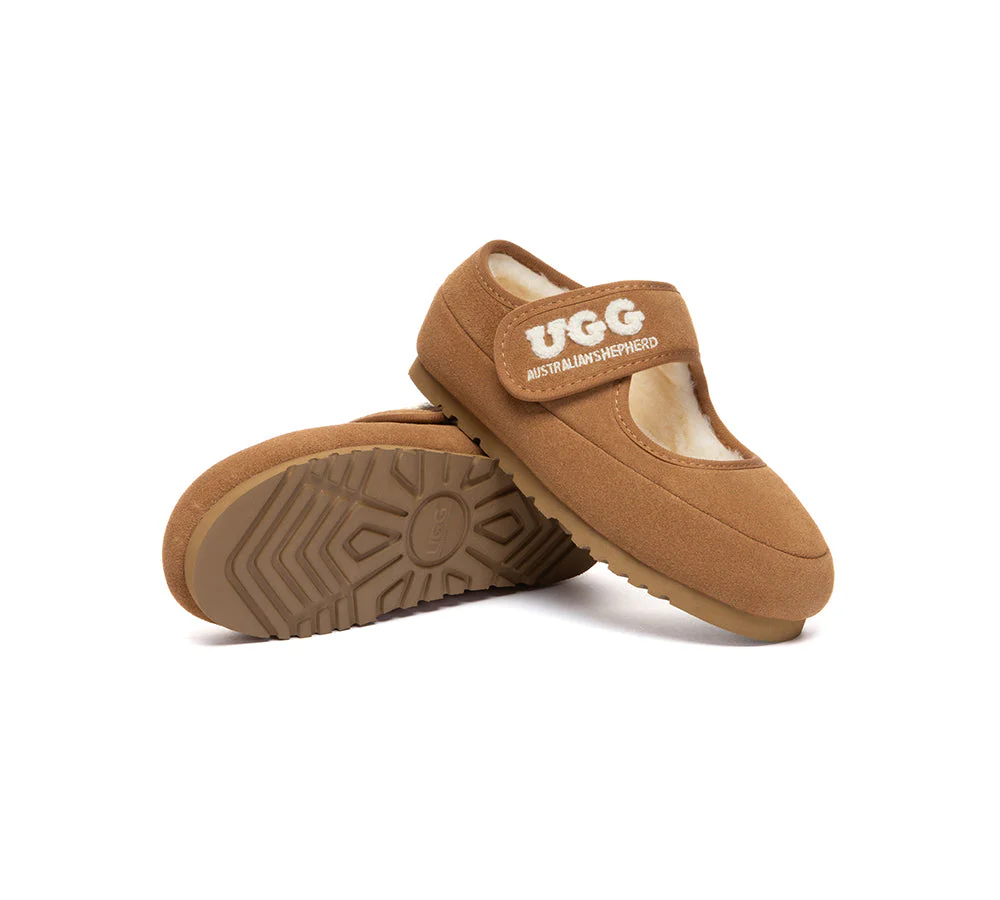 UGG Slippers Kids Sheepskin Wool Adjustable Strap Mary Jane Velvi - Image 3