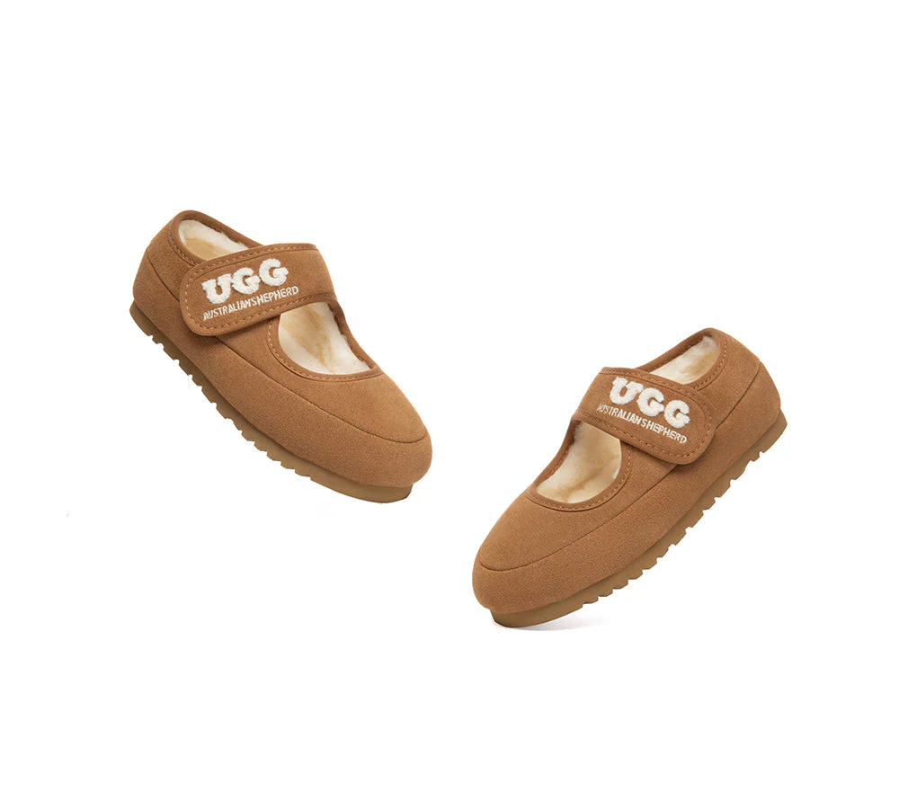 UGG Slippers Kids Sheepskin Wool Adjustable Strap Mary Jane Velvi - Image 5