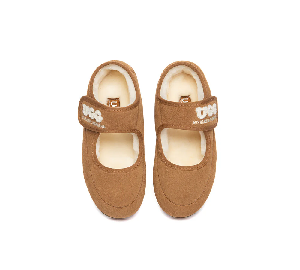 UGG Slippers Kids Sheepskin Wool Adjustable Strap Mary Jane Velvi - Image 6