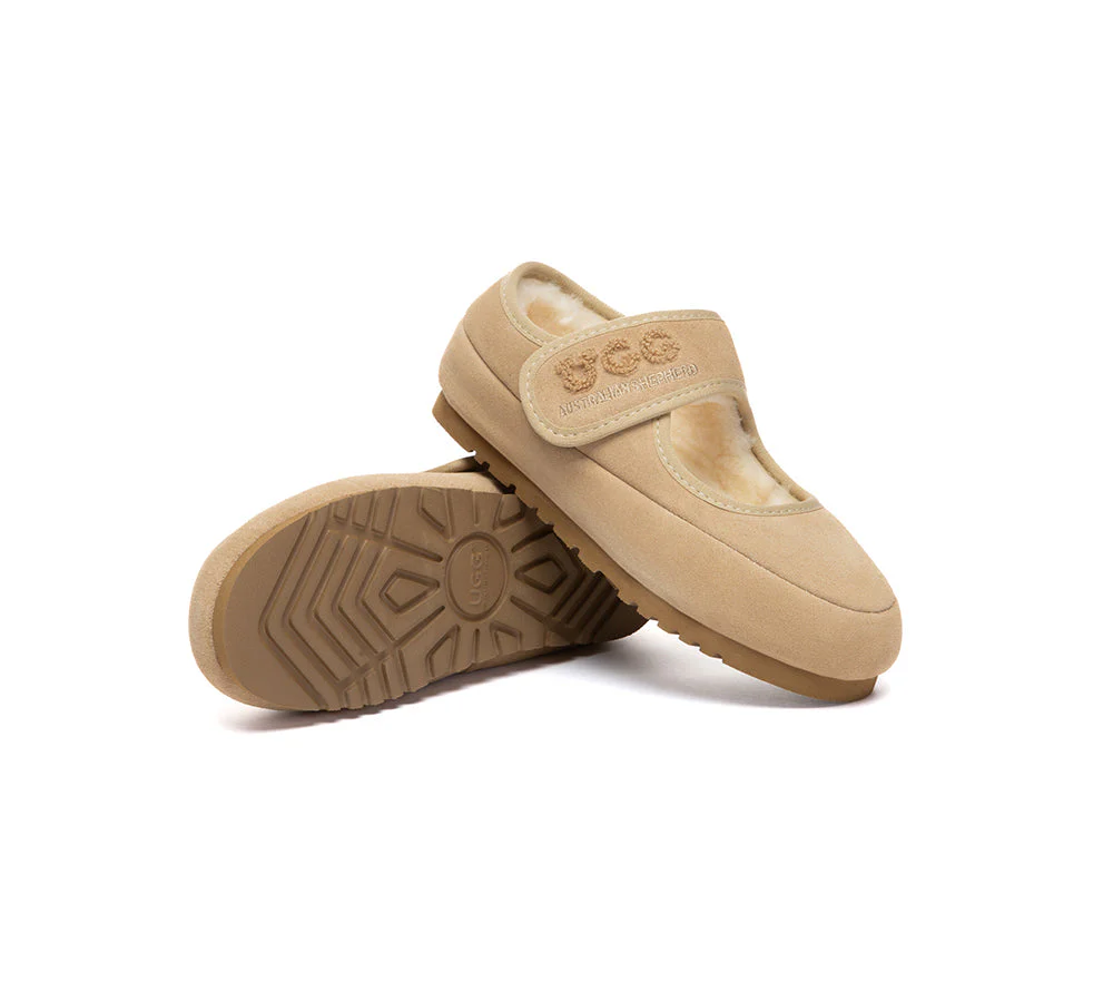 UGG Slippers Kids Sheepskin Wool Adjustable Strap Mary Jane Velvi - Image 9