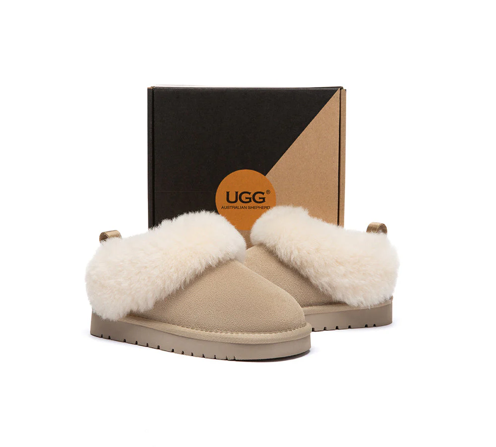 UGG Slippers Kids Sheepskin Wool Collar Ankle Glacial - Image 10