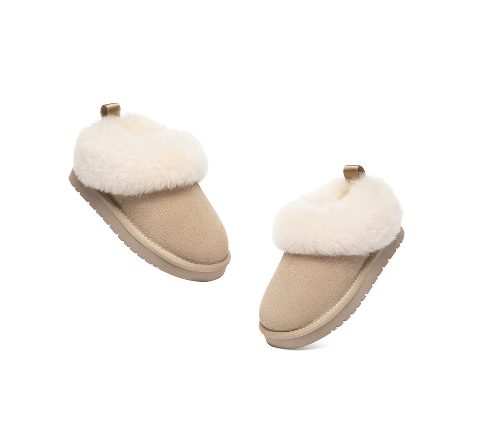 UGG Slippers Kids Sheepskin Wool Collar Ankle Glacial - Image 11