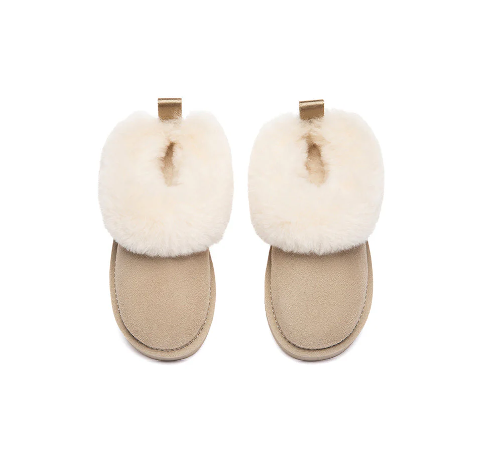 UGG Slippers Kids Sheepskin Wool Collar Ankle Glacial - Image 12