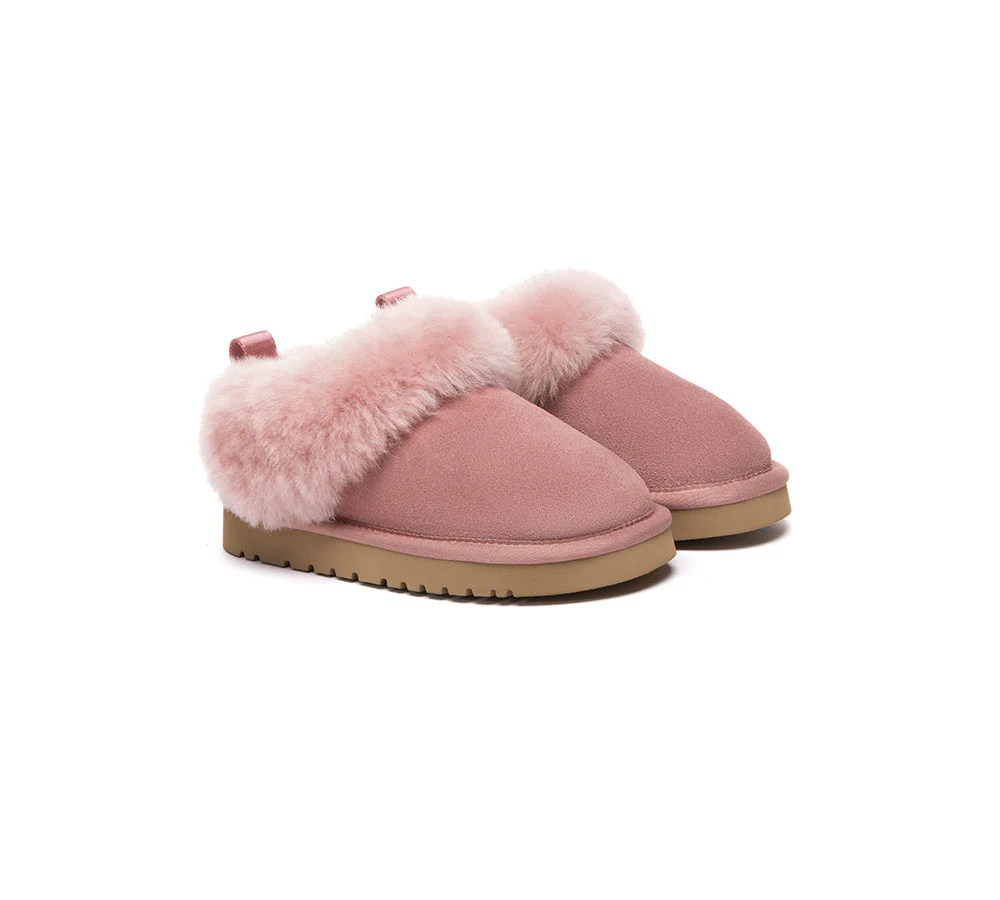 UGG Slippers Kids Sheepskin Wool Collar Ankle Glacial - Image 14