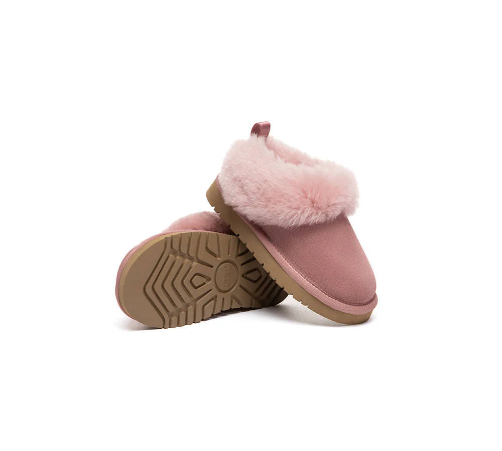 UGG Slippers Kids Sheepskin Wool Collar Ankle Glacial - Image 15
