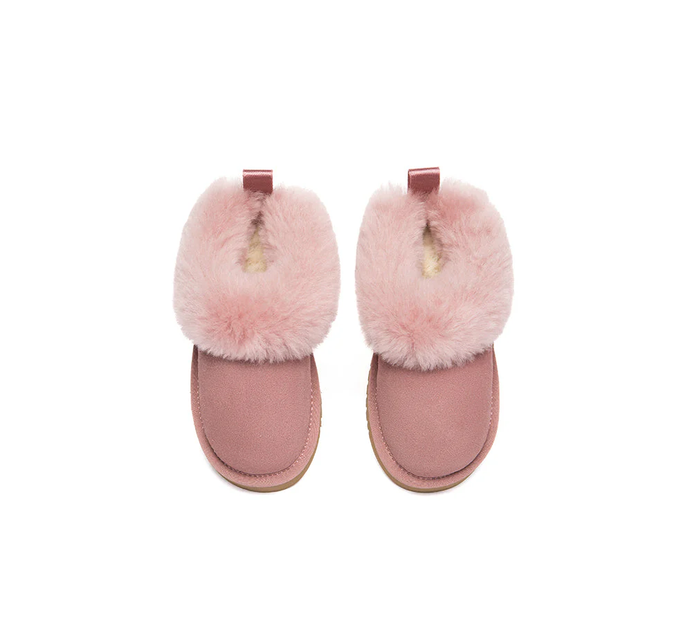 UGG Slippers Kids Sheepskin Wool Collar Ankle Glacial - Image 18