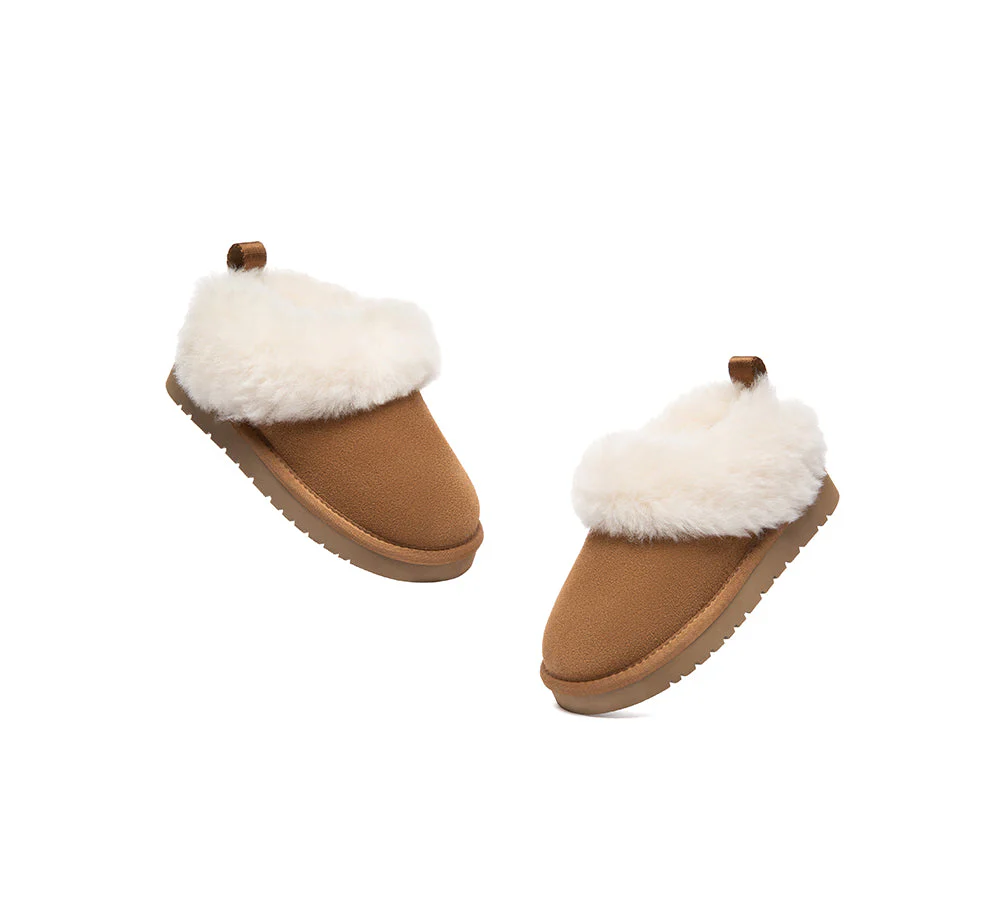 UGG Slippers Kids Sheepskin Wool Collar Ankle Glacial - Image 5