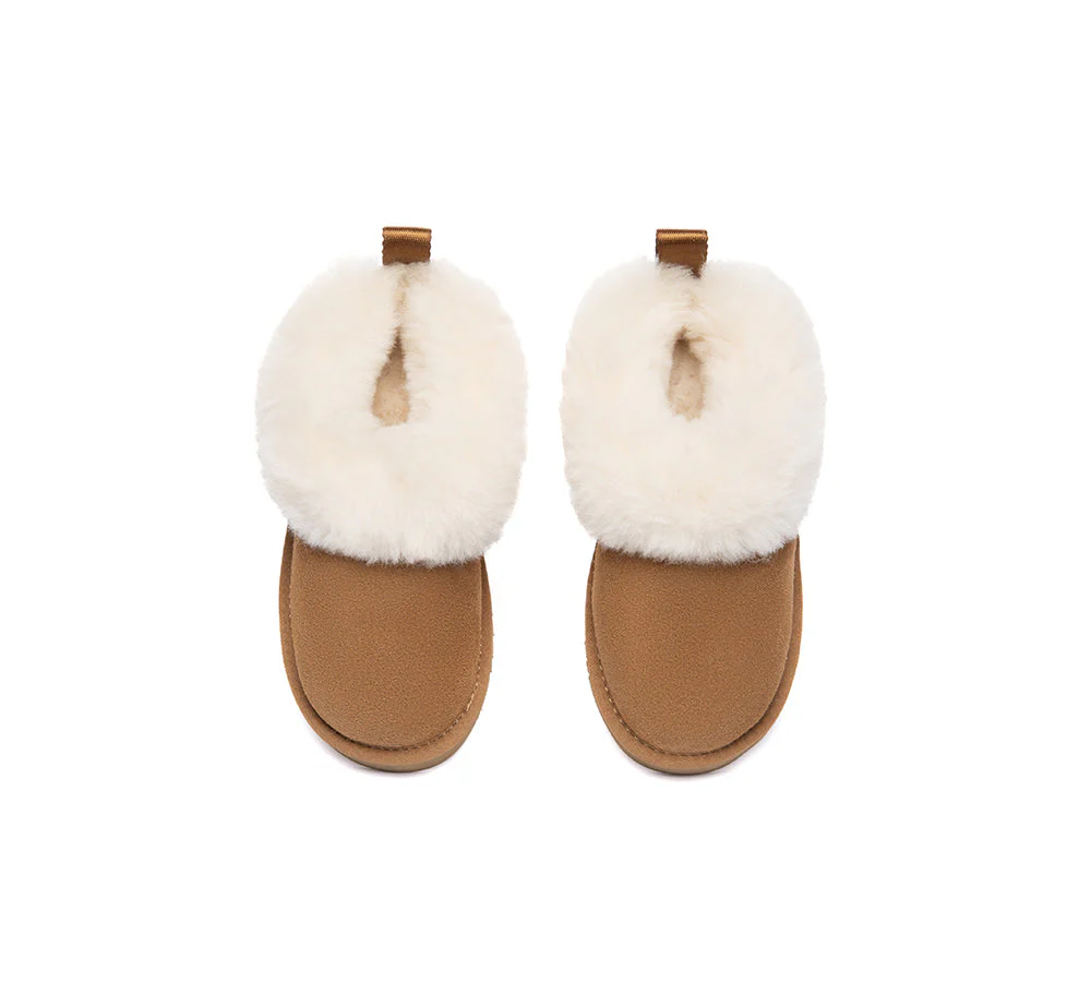 UGG Slippers Kids Sheepskin Wool Collar Ankle Glacial - Image 6