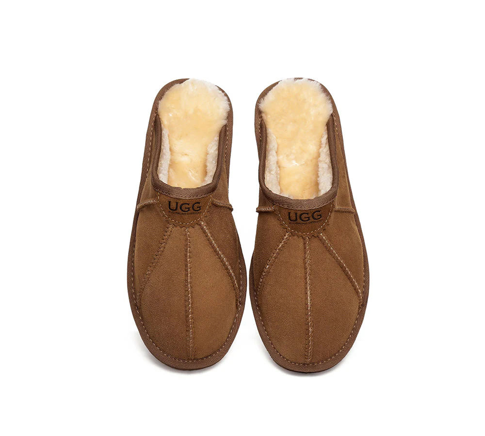 UGG Slippers Men Sheepskin Wool House Slippers Rafael Scuff - Image 5