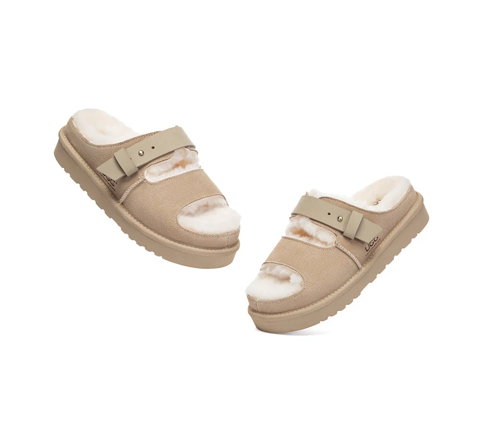 UGG Slippers Sheepskin Wool Adjustable Strap Clava - Image 11