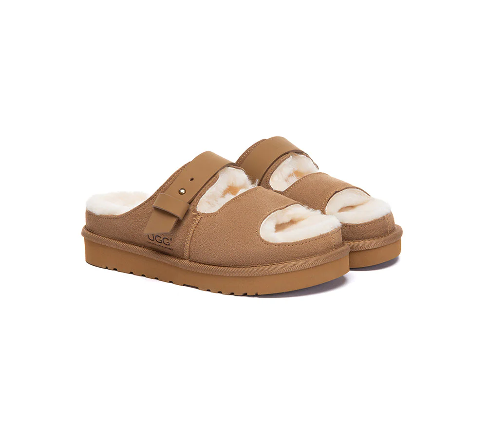 UGG Slippers Sheepskin Wool Adjustable Strap Clava - Image 2