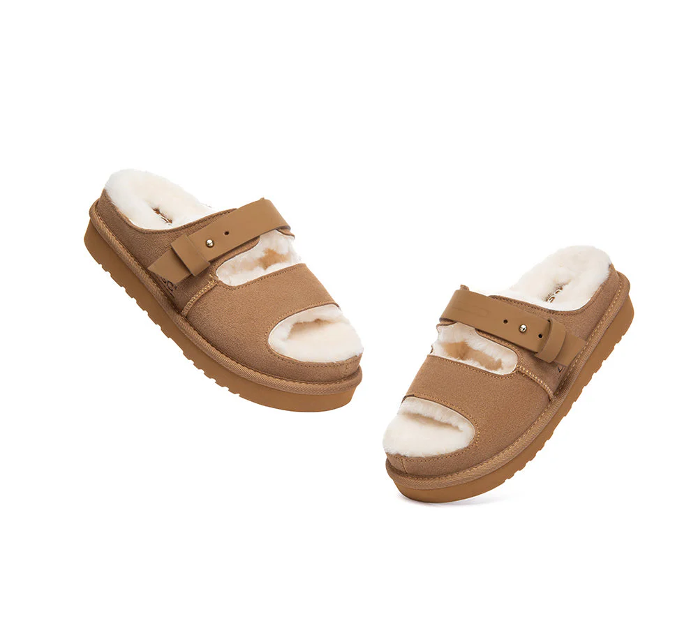 UGG Slippers Sheepskin Wool Adjustable Strap Clava - Image 5