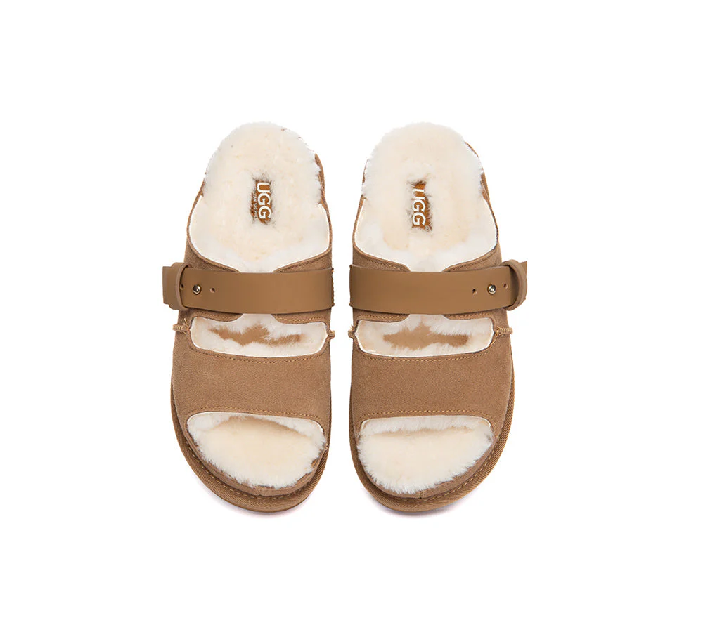 UGG Slippers Sheepskin Wool Adjustable Strap Clava - Image 6