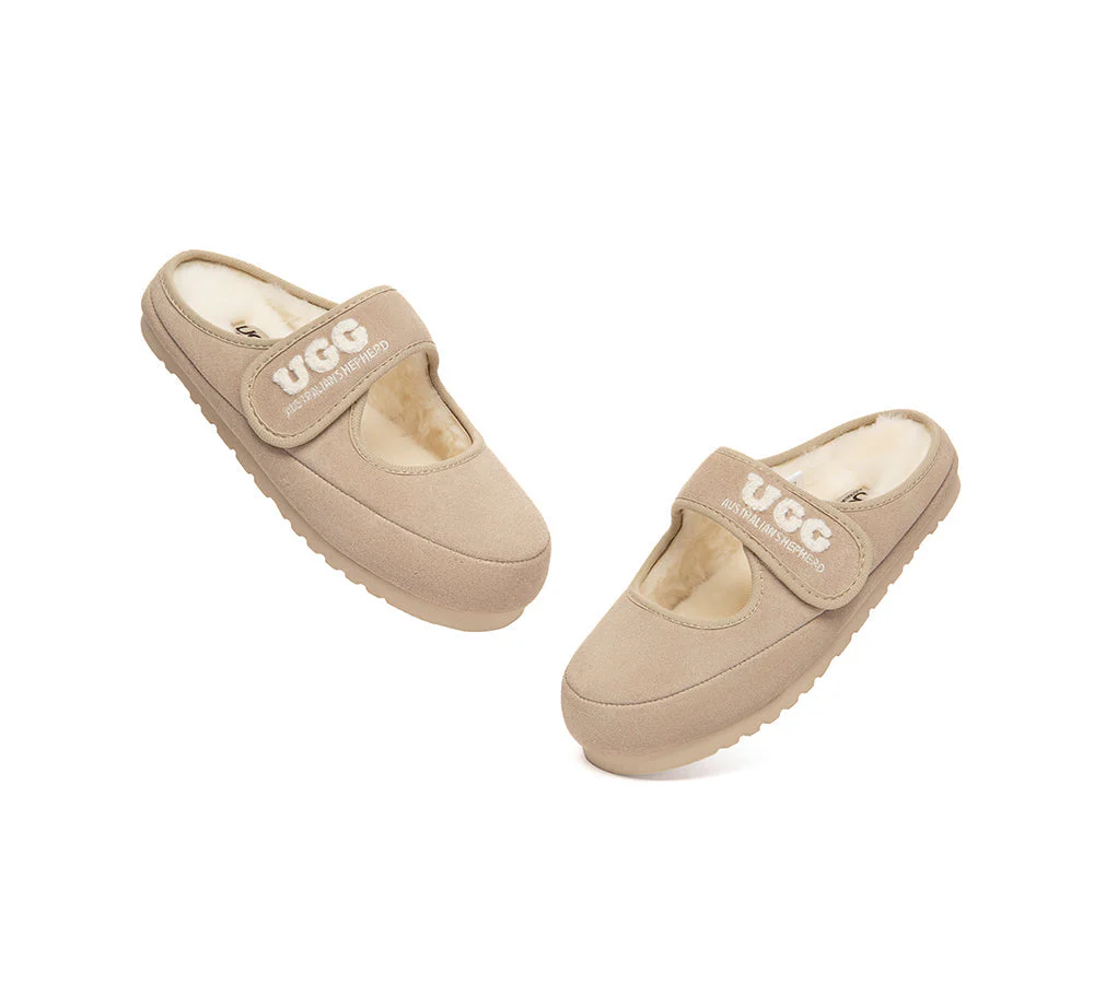 UGG Slippers Sheepskin Wool Adjustable Strap Mary Jane Velly - Image 12