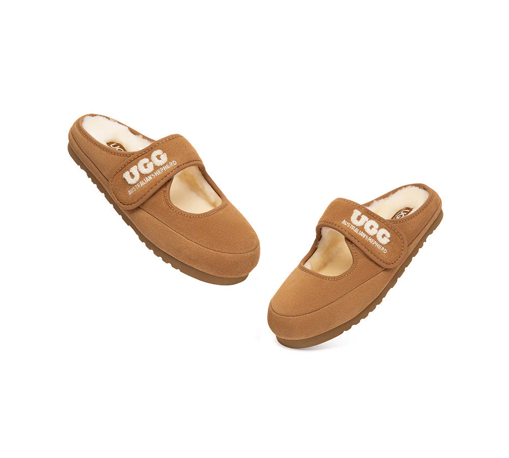 UGG Slippers Sheepskin Wool Adjustable Strap Mary Jane Velly - Image 6