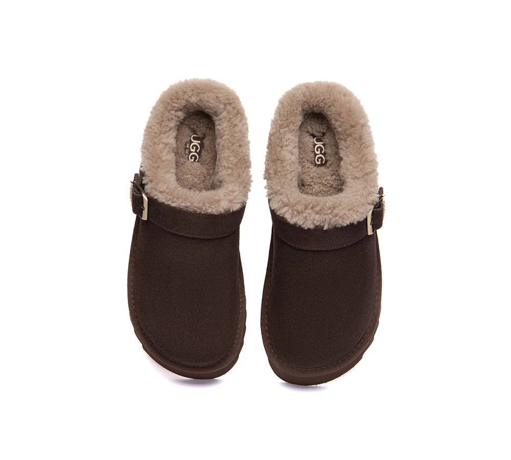 UGG Slippers Sheepskin Wool Adjustable Strap Platform Pulsey - Image 14