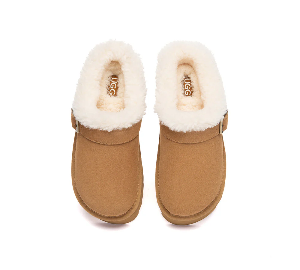 UGG Slippers Sheepskin Wool Adjustable Strap Platform Pulsey - Image 8