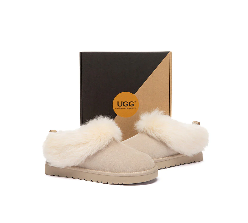 UGG Slippers Sheepskin Wool Collar Ankle Mianee - Image 3