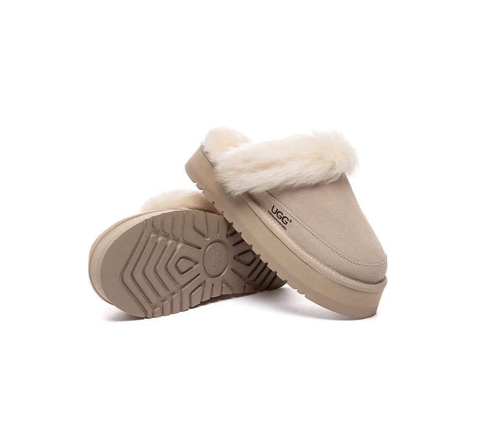 UGG Slippers Sheepskin Wool Platform Moress - Image 3
