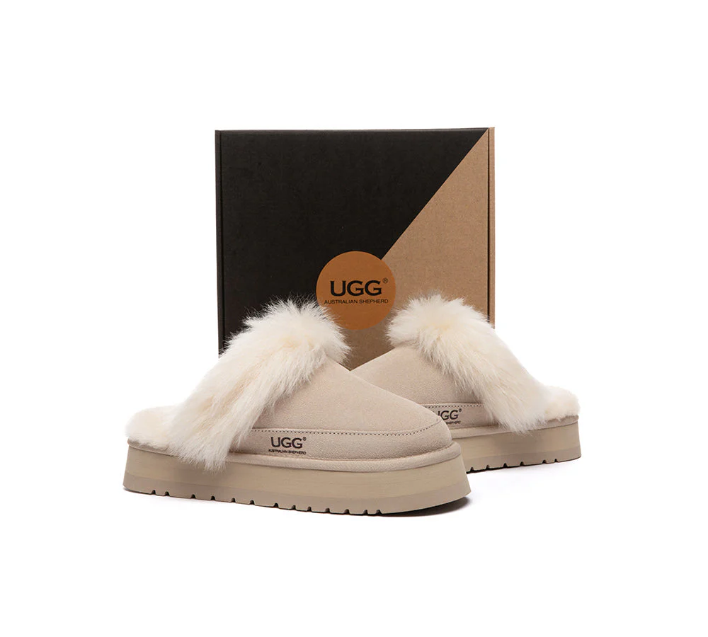 UGG Slippers Sheepskin Wool Platform Moress - Image 4