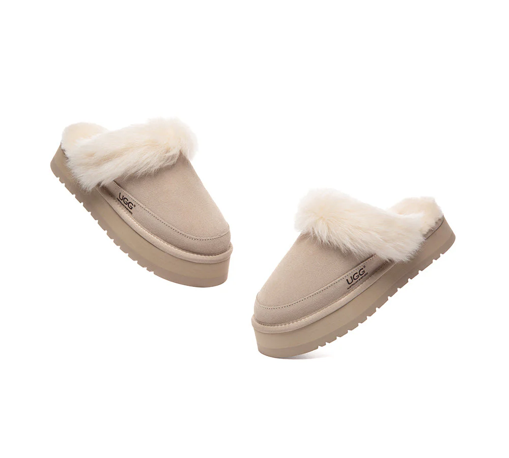 UGG Slippers Sheepskin Wool Platform Moress - Image 5