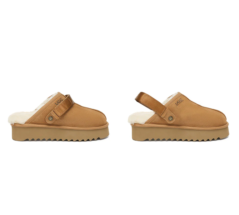 UGG Slippers Sheepskin Wool Slingback Platform Cozeln - Image 3