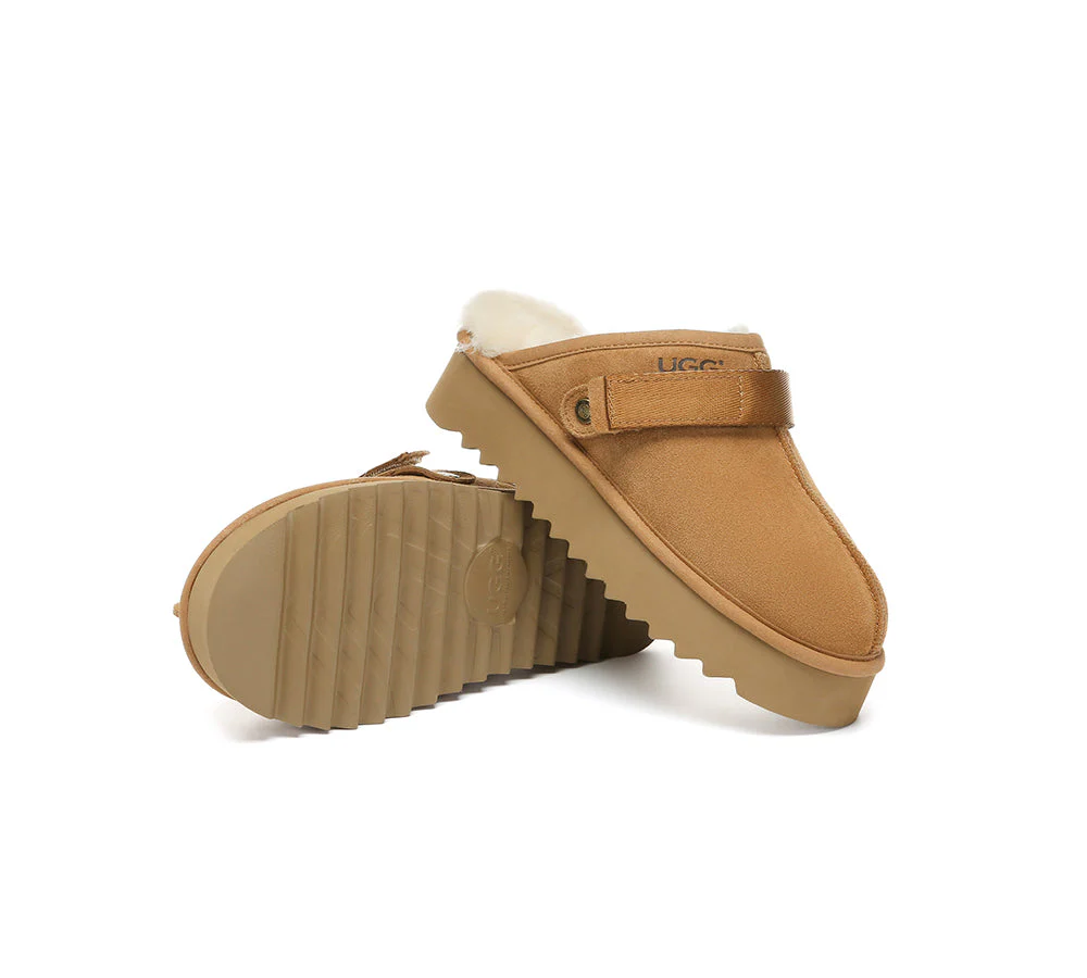UGG Slippers Sheepskin Wool Slingback Platform Cozeln - Image 4