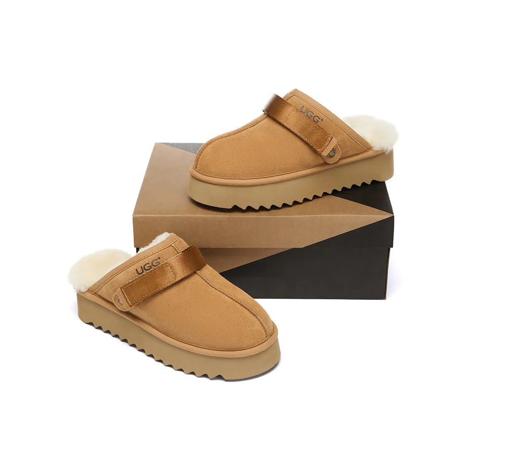 UGG Slippers Sheepskin Wool Slingback Platform Cozeln - Image 5