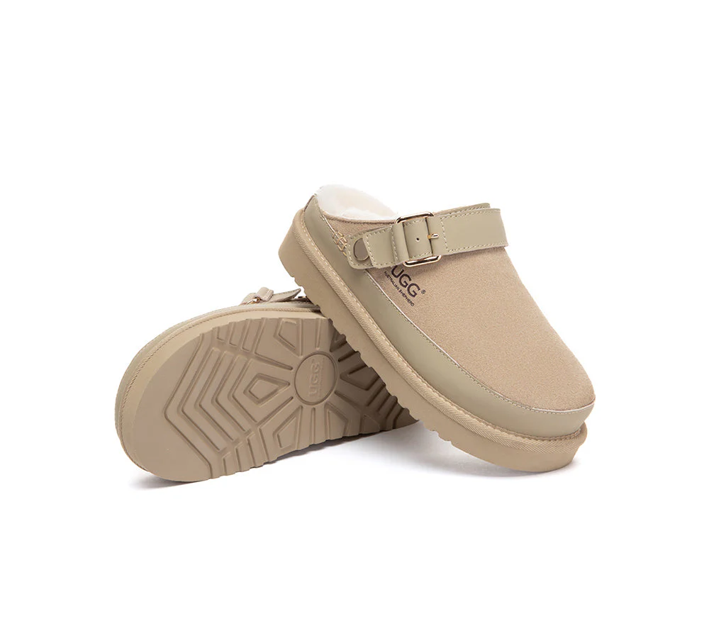 UGG Slippers Sheepskin Wool Slingback Platform Norven - Image 10