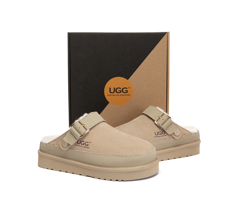 UGG Slippers Sheepskin Wool Slingback Platform Norven - Image 11