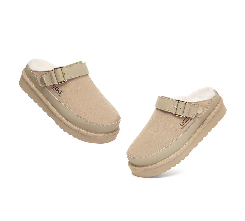 UGG Slippers Sheepskin Wool Slingback Platform Norven - Image 12