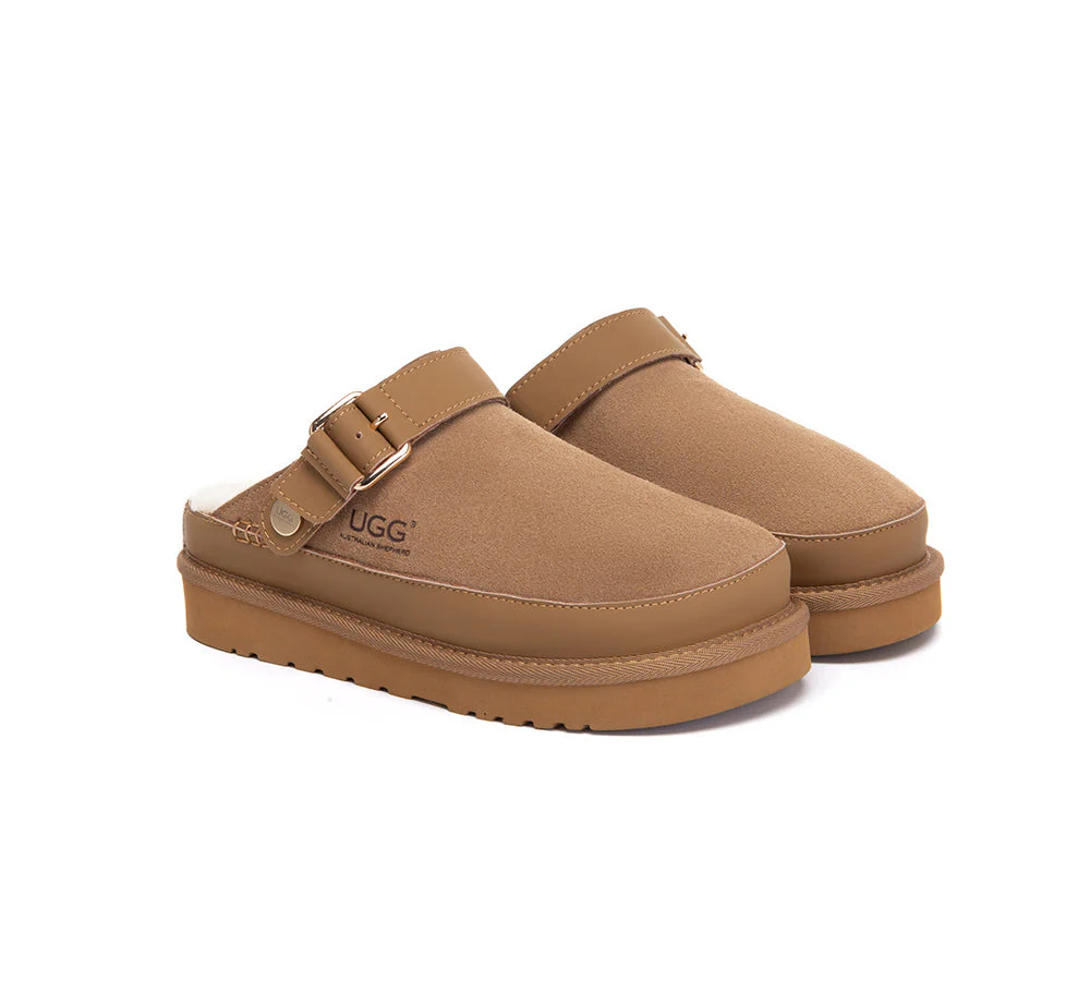 UGG Slippers Sheepskin Wool Slingback Platform Norven - Image 3