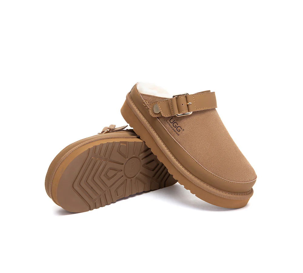 UGG Slippers Sheepskin Wool Slingback Platform Norven - Image 4
