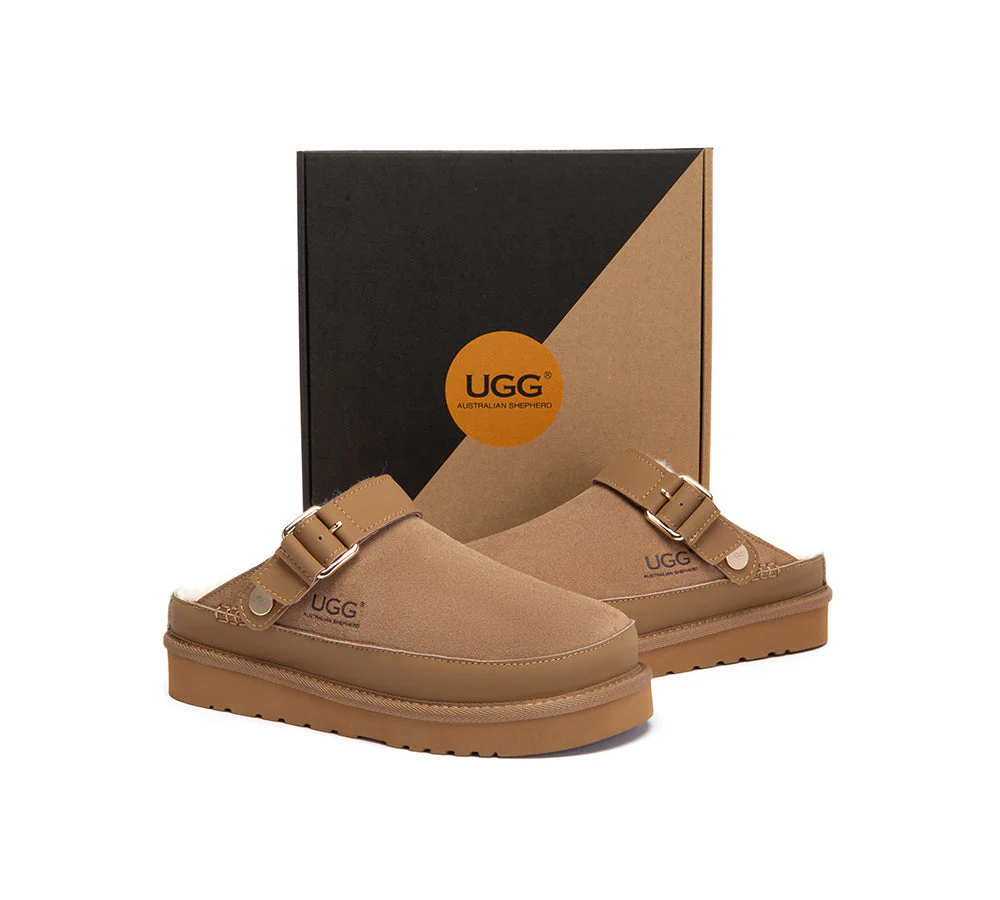 UGG Slippers Sheepskin Wool Slingback Platform Norven - Image 5