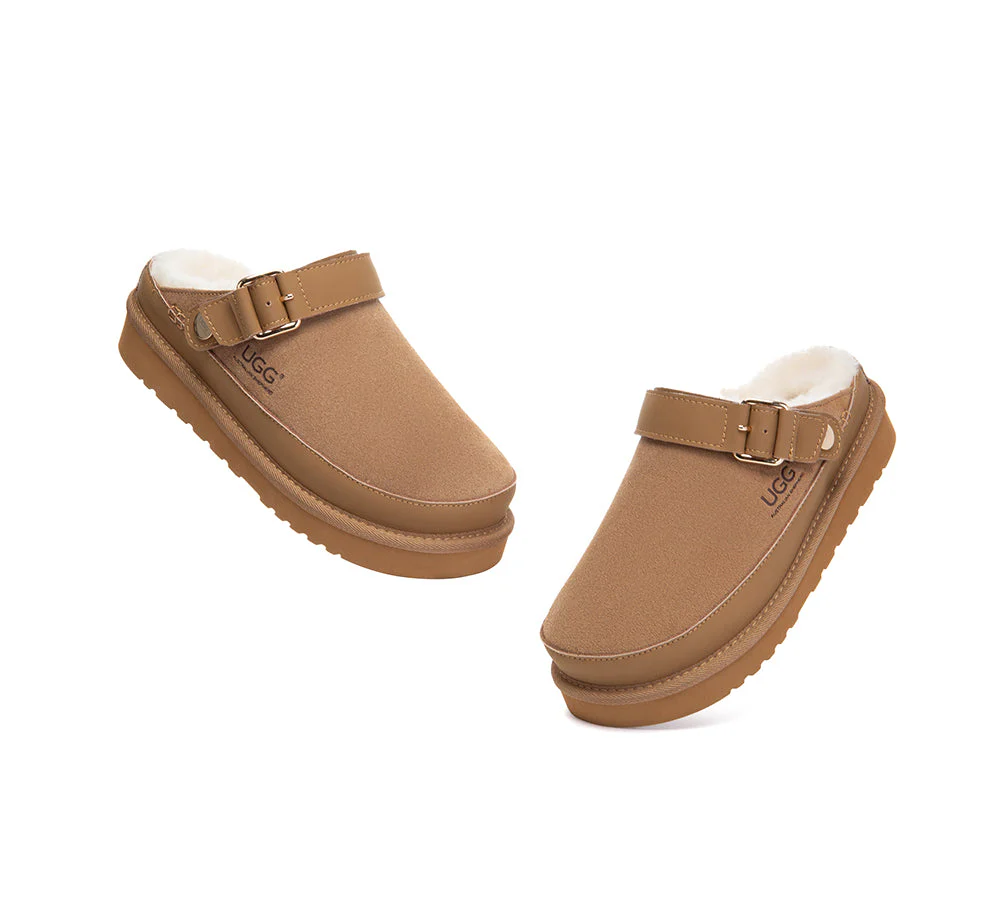 UGG Slippers Sheepskin Wool Slingback Platform Norven - Image 6