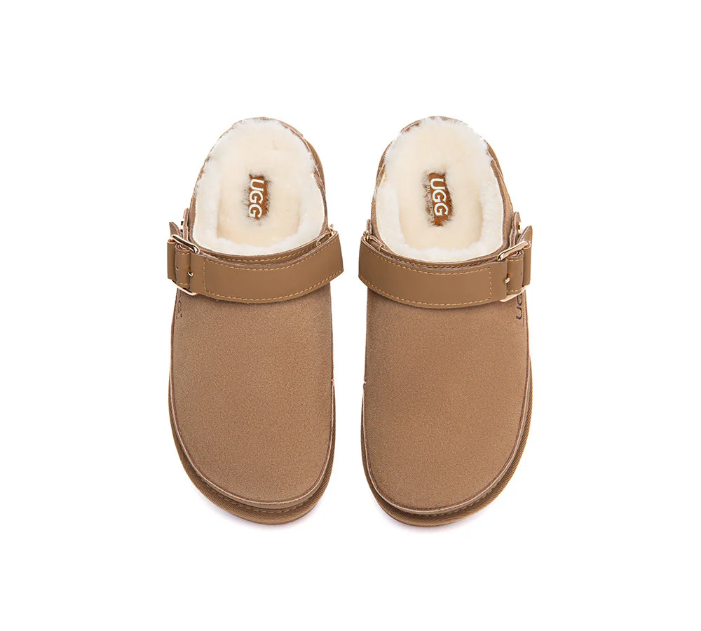 UGG Slippers Sheepskin Wool Slingback Platform Norven - Image 7