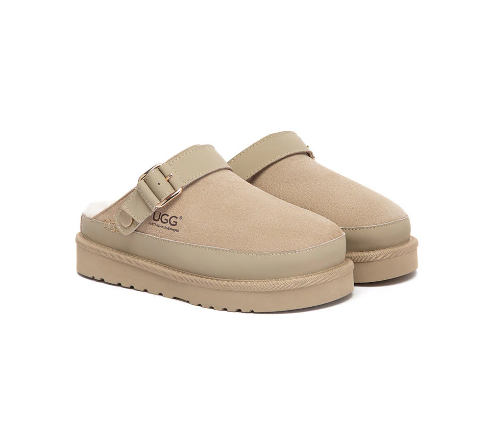 UGG Slippers Sheepskin Wool Slingback Platform Norven - Image 9