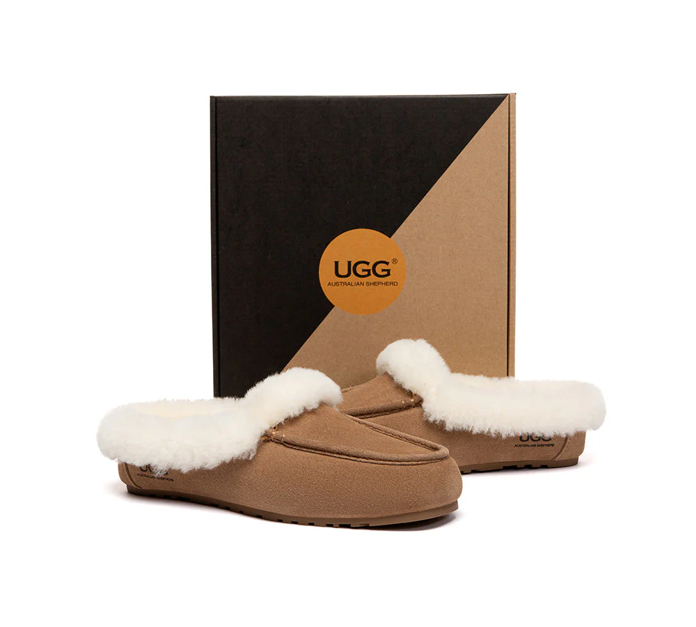 UGG Slippers Sheepskin Wool Trim Mule Noelle - Image 4