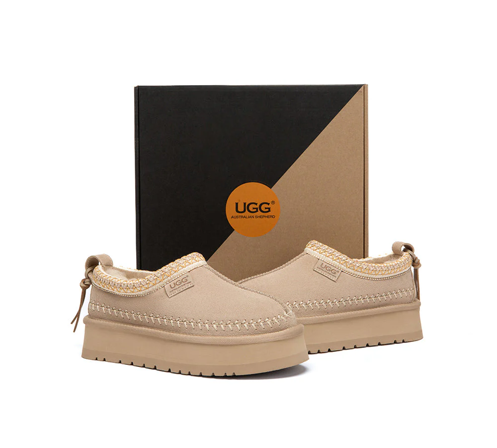 UGG Slippers Suede Wool Lined Platform Clogs Canlia - Image 10