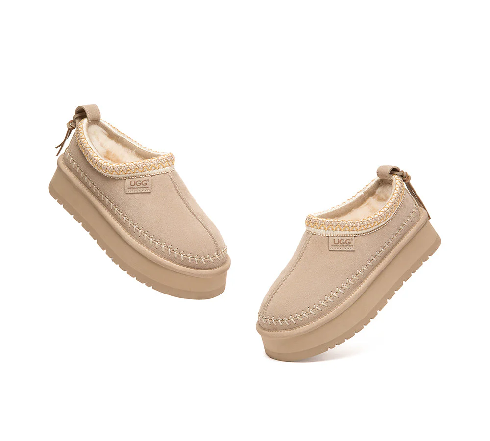 UGG Slippers Suede Wool Lined Platform Clogs Canlia - Image 11