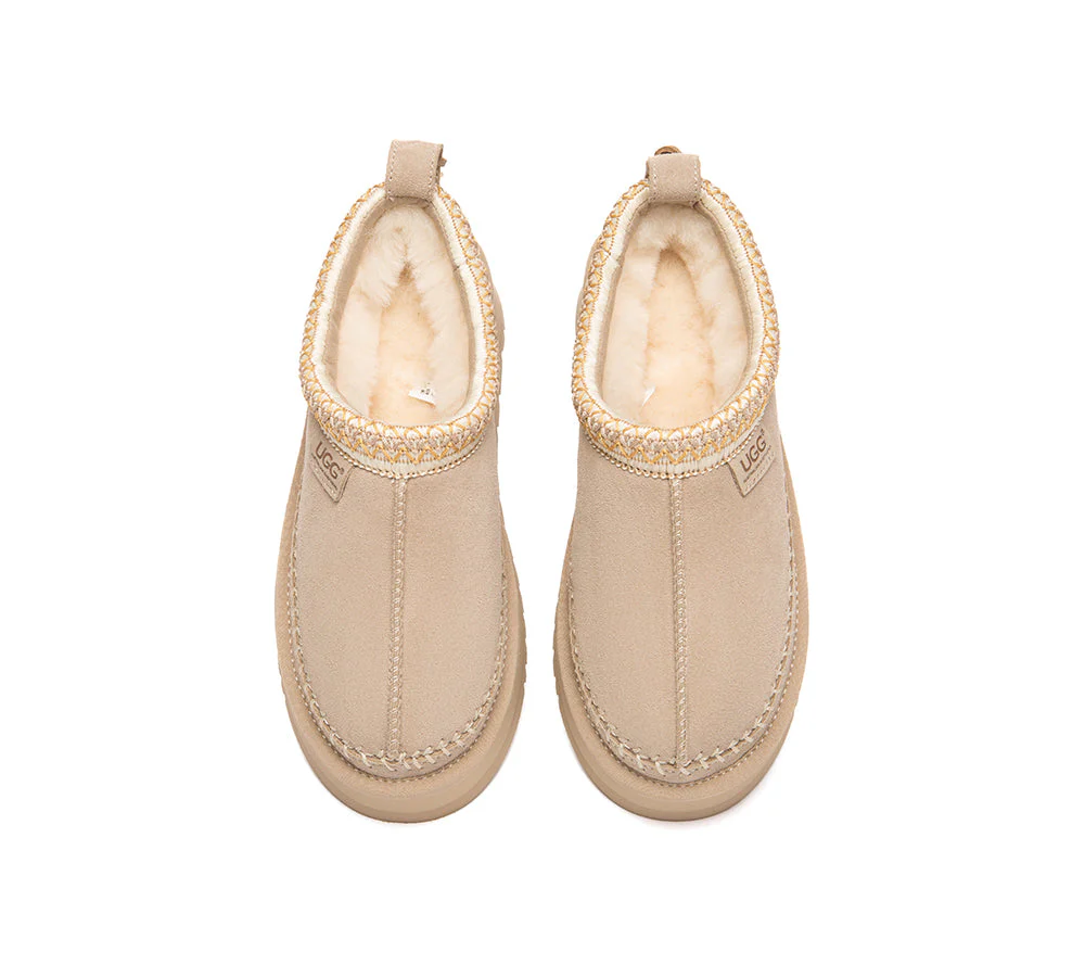 UGG Slippers Suede Wool Lined Platform Clogs Canlia - Image 12