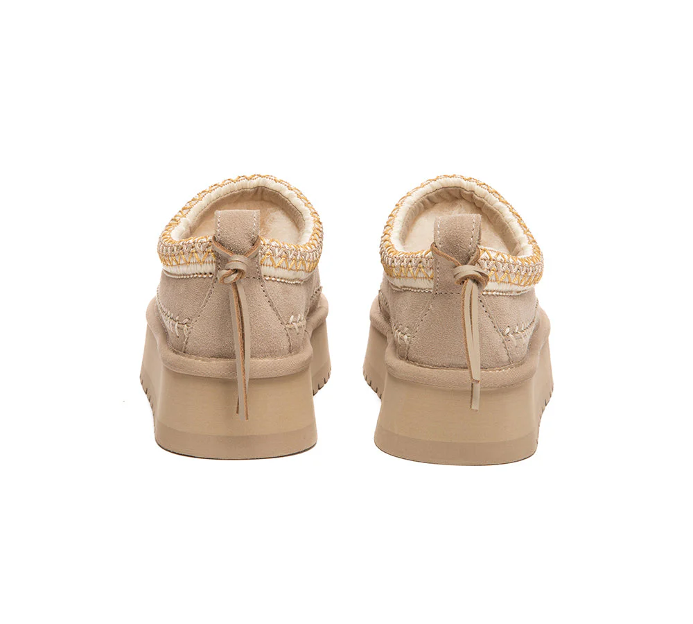 UGG Slippers Suede Wool Lined Platform Clogs Canlia - Image 13