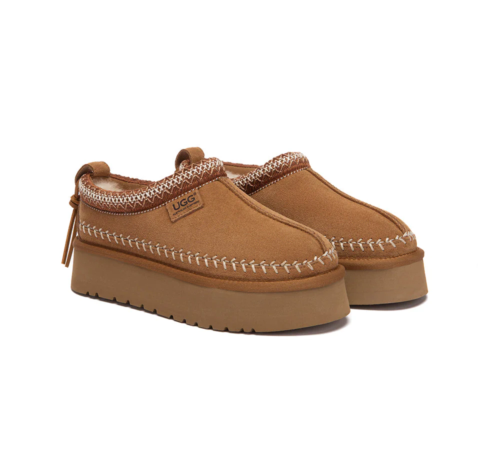 UGG Slippers Suede Wool Lined Platform Clogs Canlia - Image 2