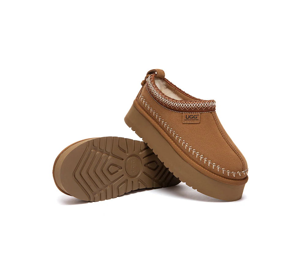 UGG Slippers Suede Wool Lined Platform Clogs Canlia - Image 3