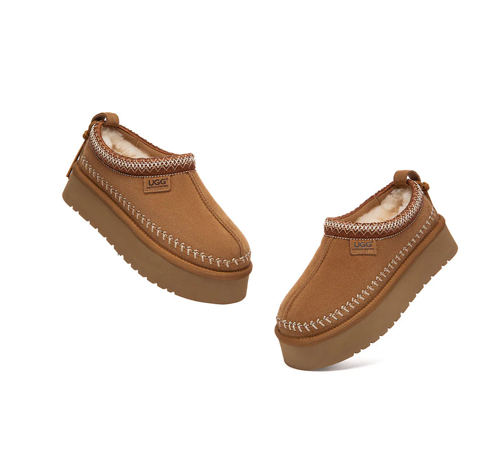 UGG Slippers Suede Wool Lined Platform Clogs Canlia - Image 5