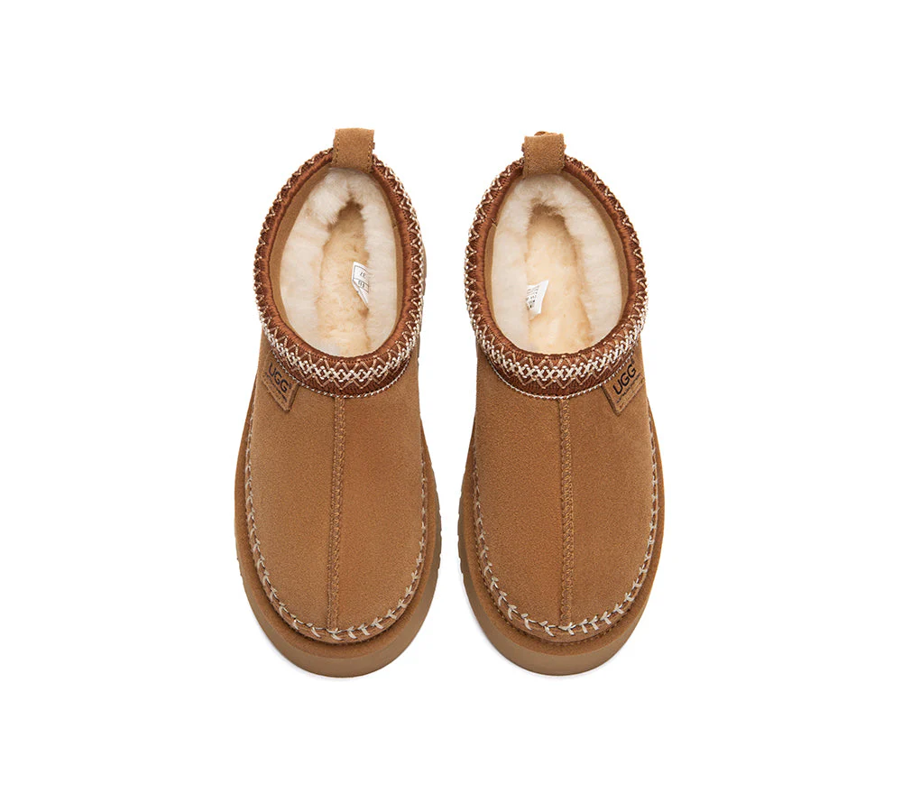 UGG Slippers Suede Wool Lined Platform Clogs Canlia - Image 6