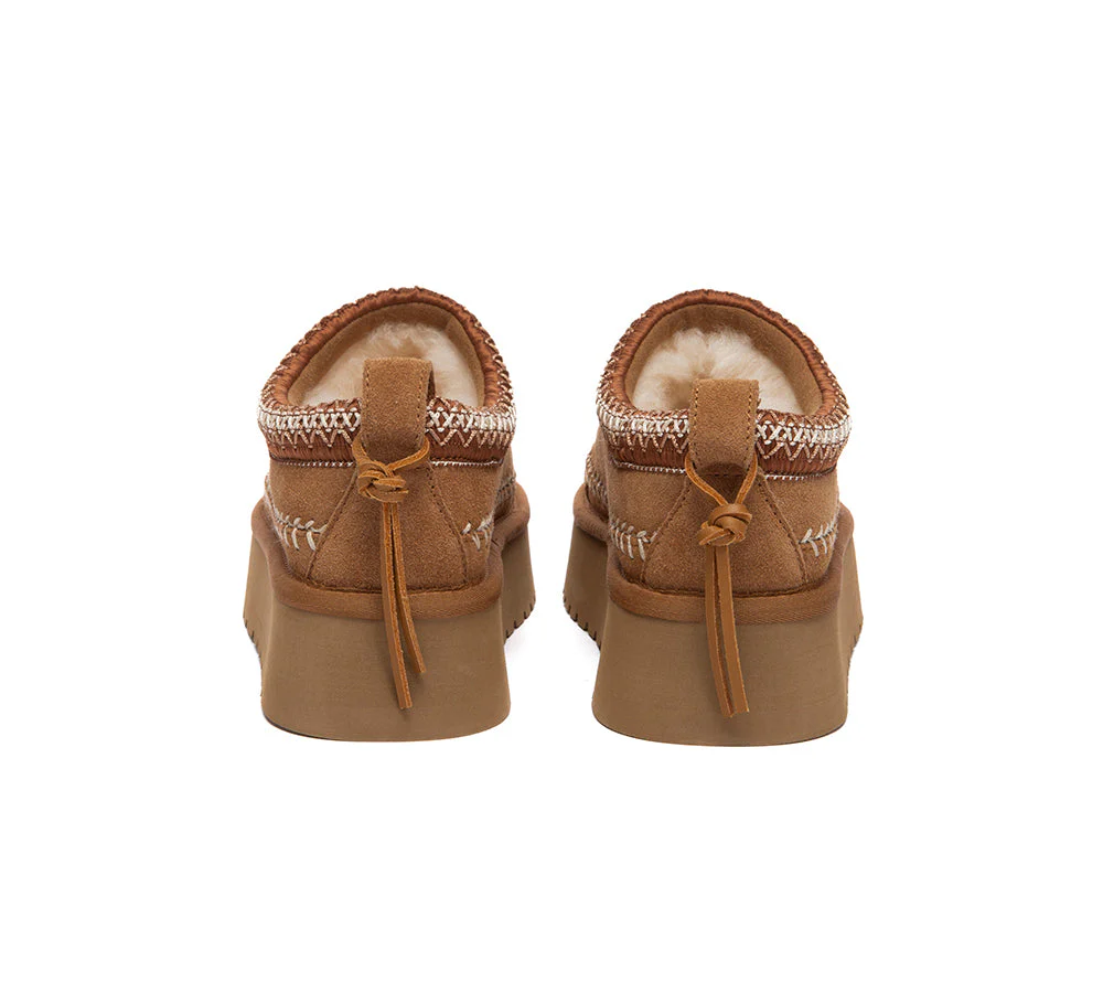 UGG Slippers Suede Wool Lined Platform Clogs Canlia - Image 7
