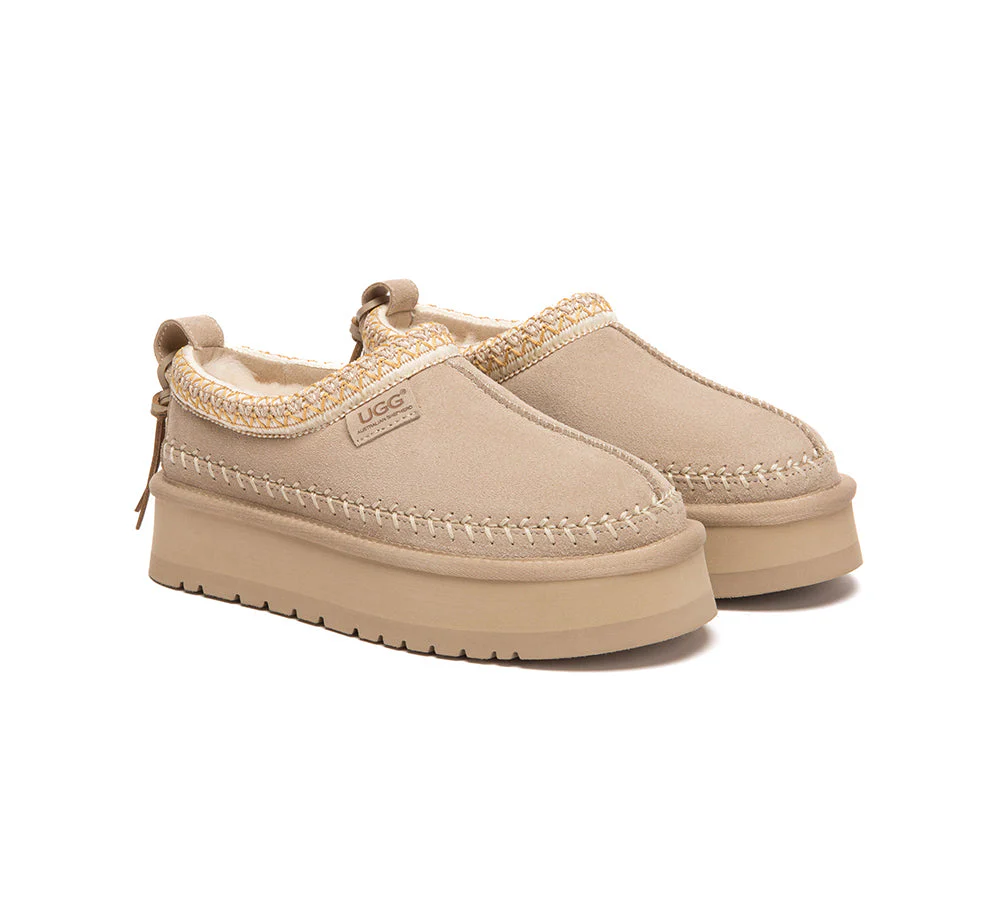 UGG Slippers Suede Wool Lined Platform Clogs Canlia - Image 8