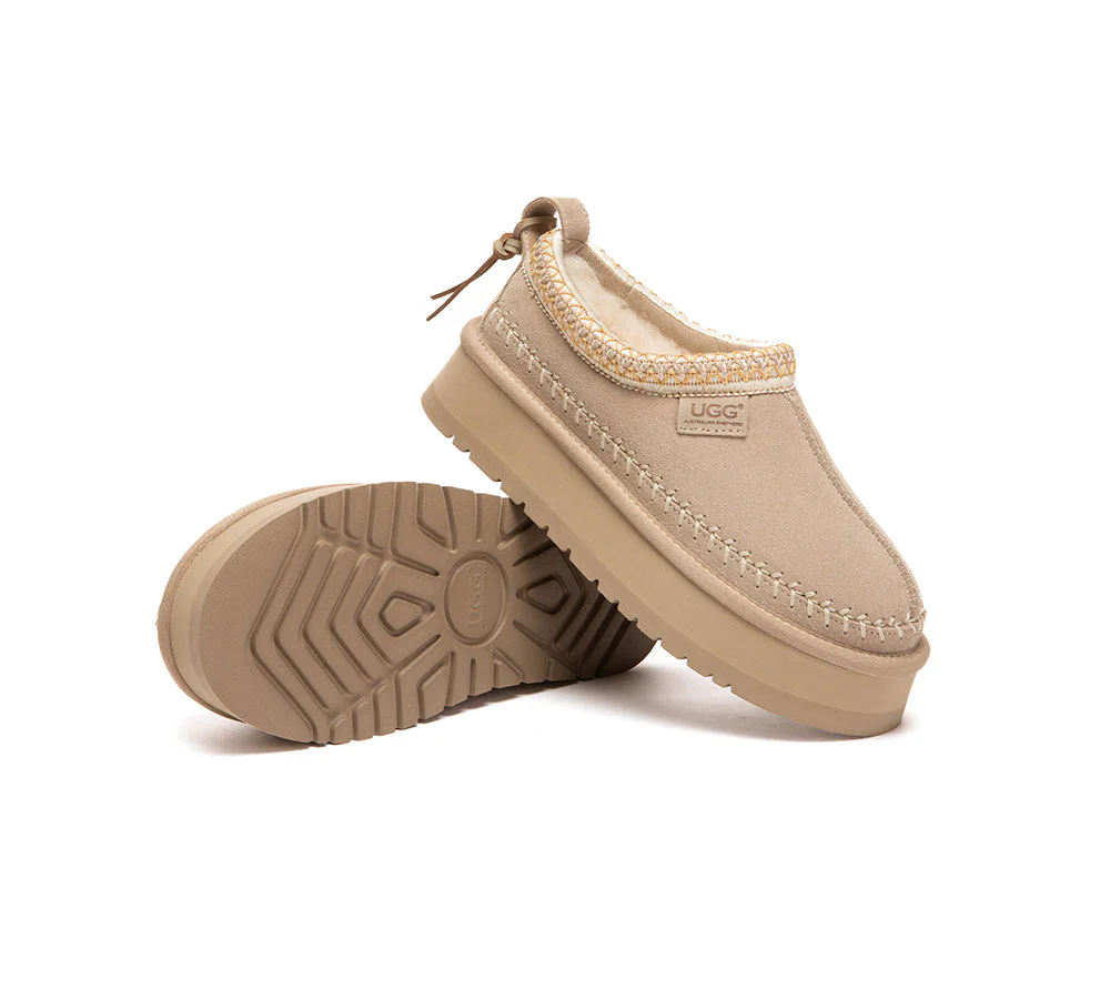 UGG Slippers Suede Wool Lined Platform Clogs Canlia - Image 9